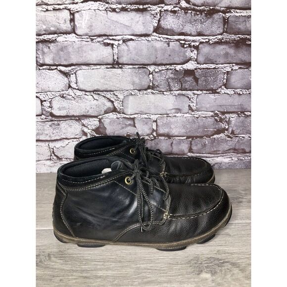 OluKai Hamakua Chukka Black Leather Lace Up Boots Men Sz 9.5M US/42EU 10304-4063